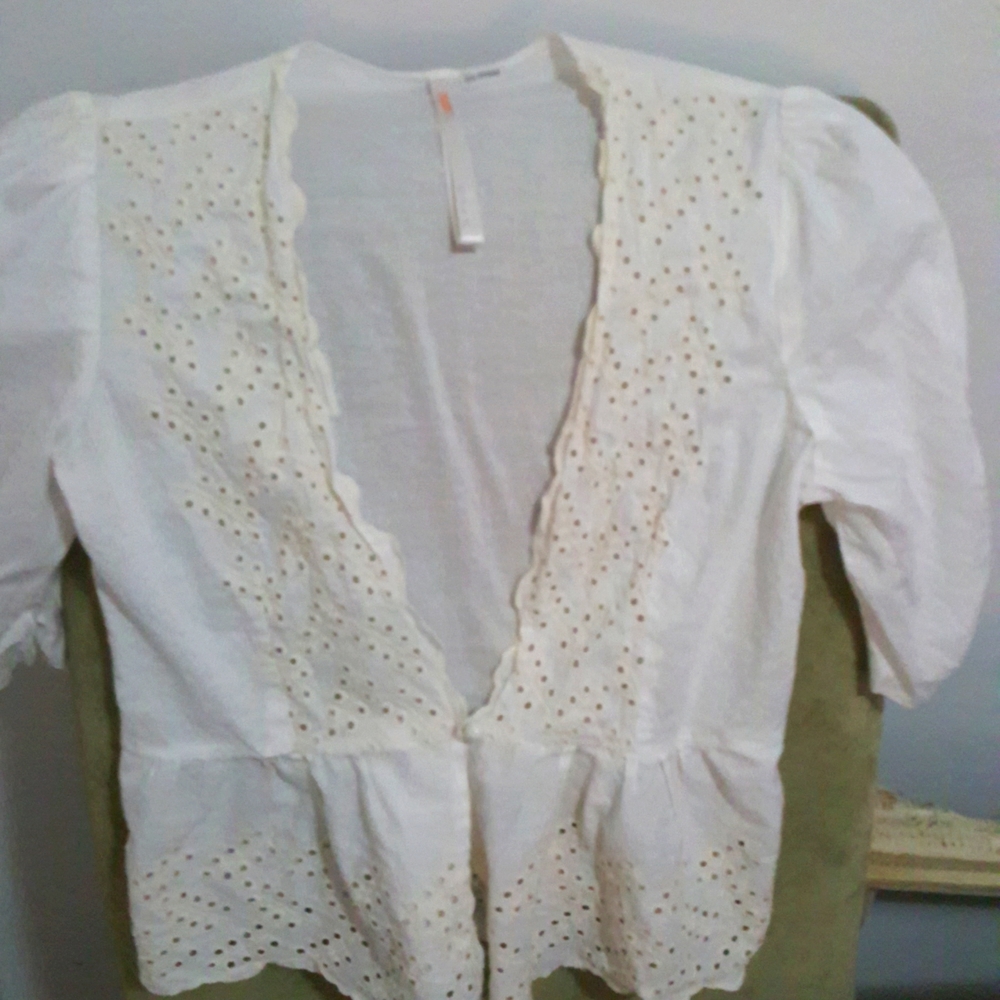 Womens white suze medium eyelet blouse
